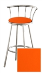 New 24" Tall Chrome Swivel Seat Bar Stool featuring an Orange Vinyl Covered Seat Cushion