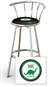 New 24" Tall Chrome Swivel Seat Bar Stool featuring Dino Gas Theme with Black Seat Cushion