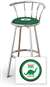 New 24" Tall Chrome Swivel Seat Bar Stool featuring Dino Gas Theme with Green Seat Cushion