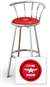 New 24" Tall Chrome Swivel Seat Bar Stool featuring Flying A Gasoline Theme with Red Seat Cushion