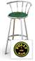 New 24" Tall Chrome Swivel Seat Bar Stool featuring Polly Gas Theme with Green Seat Cushion