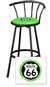 New 24" Tall Black Swivel Seat Bar Stool featuring Route 66 Theme with Bright Seat Cushion