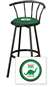 New 24" Tall Black Swivel Seat Bar Stool featuring Dino Gas Theme with Green Seat Cushion