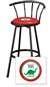 New 24" Tall Black Swivel Seat Bar Stool featuring Dino Gas Theme with Red Seat Cushion