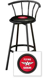 New 24" Tall Black Swivel Seat Bar Stool featuring Flying A Gasoline Theme with Black Seat Cushion