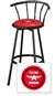 New 24" Tall Black Swivel Seat Bar Stool featuring Flying A Gasoline Theme with Red Seat Cushion