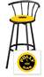 New 24" Tall Black Swivel Seat Bar Stool featuring Polly Gas Theme with Yellow Seat Cushion