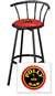 New 24" Tall Black Swivel Seat Bar Stool featuring Polly Gas Theme with Red Seat Cushion