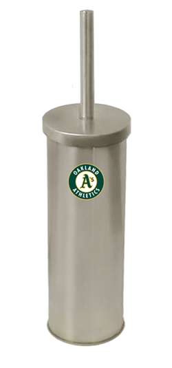 New Brushed Aluminum Finish Toilet Brush and Holder featuring Oakland A's MLB Team Logo