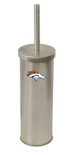 New Brushed Aluminum Finish Toilet Brush and Holder featuring Denver Broncos NFL Team Logo