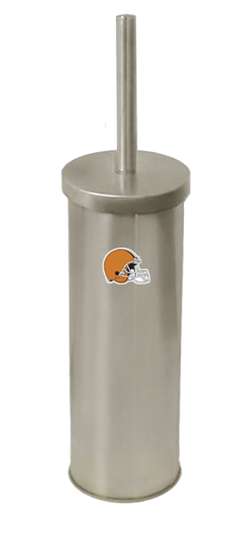 New Brushed Aluminum Finish Toilet Brush and Holder featuring Cleveland Browns Helmet NFL Team Logo
