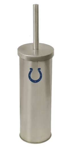 New Brushed Aluminum Finish Toilet Brush and Holder featuring Indianapolis Colts NFL Team Logo
