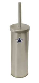 New Brushed Aluminum Finish Toilet Brush and Holder featuring Dallas Cowboys NFL Team Logo