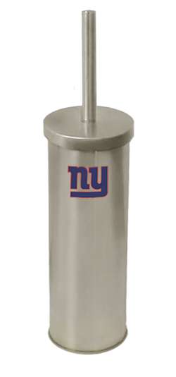 New Brushed Aluminum Finish Toilet Brush and Holder featuring New York Giants NFL Team Logo
