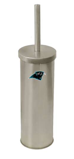 New Brushed Aluminum Finish Toilet Brush and Holder featuring Carolina Panthers NFL Team Logo