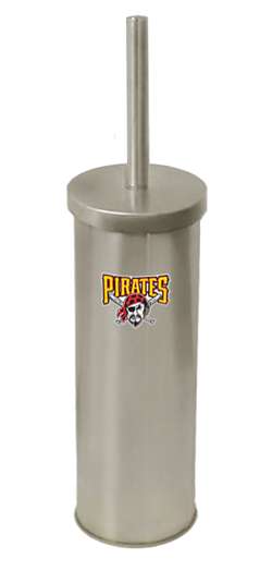 New Brushed Aluminum Finish Toilet Brush and Holder featuring Pittsburgh Pirates MLB Team Logo
