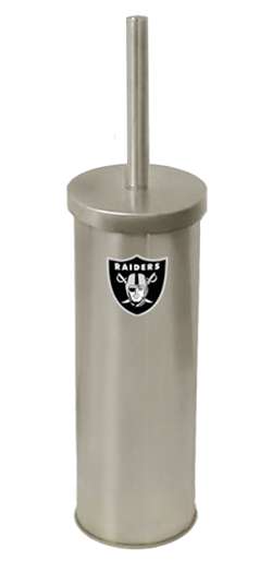 New Brushed Aluminum Finish Toilet Brush and Holder featuring Oakland Raiders NFL Team Logo