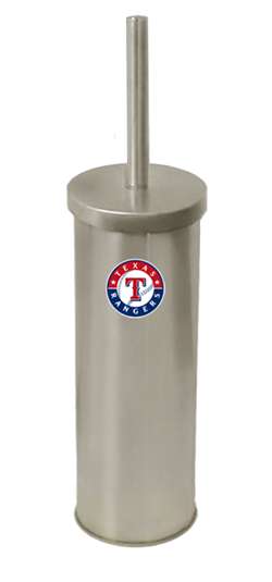 New Brushed Aluminum Finish Toilet Brush and Holder featuring Texas Rangers MLB Team Logo