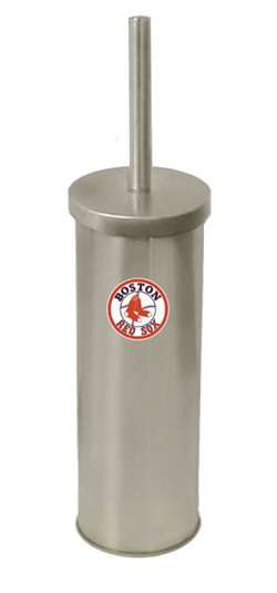 New Brushed Aluminum Finish Toilet Brush and Holder featuring Boston Red Sox MLB Team Logo