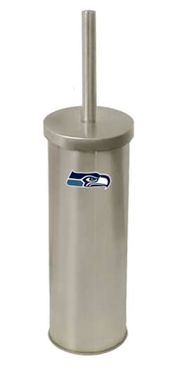 New Brushed Aluminum Finish Toilet Brush and Holder featuring Seattle Seahawks NFL Team Logo