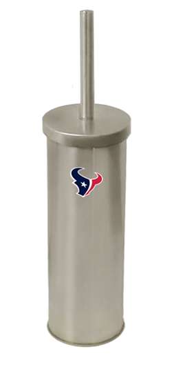 New Brushed Aluminum Finish Toilet Brush and Holder featuring Houston Texans NFL Team Logo