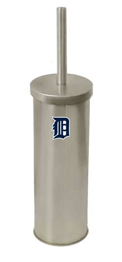 New Brushed Aluminum Finish Toilet Brush and Holder featuring Detroit Tigers MLB Team Logo