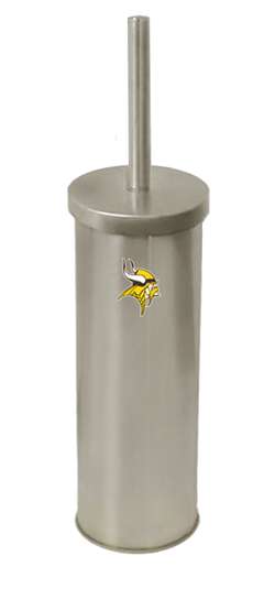 New Brushed Aluminum Finish Toilet Brush and Holder featuring Minnesota Vikings NFL Team Logo