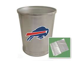 New Brushed Aluminum Finish Trash Can Waste Basket featuring Buffalo Bills NFL Team Logo