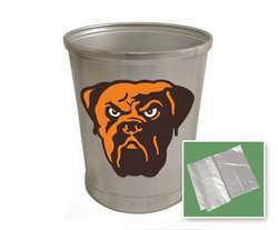 New Brushed Aluminum Finish Trash Can Waste Basket featuring Cleveland Browns Helmet NFL Team Logo