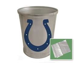 New Brushed Aluminum Finish Trash Can Waste Basket featuring Indianapolis Colts NFL Team Logo