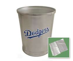 New Brushed Aluminum Finish Trash Can Waste Basket featuring Los Angeles Dodgers MLB Team Logo