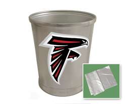 New Brushed Aluminum Finish Trash Can Waste Basket featuring Atlanta Falcons NFL Team Logo