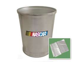 New Brushed Aluminum Finish Trash Can Waste Basket featuring NASCAR Sports Logo