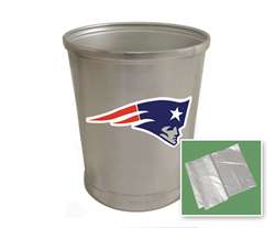 New Brushed Aluminum Finish Trash Can Waste Basket featuring New England Patriots NFL Team Logo