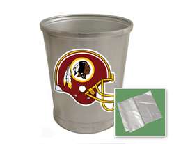 New Brushed Aluminum Finish Trash Can Waste Basket featuring Washington Redskins Alternate NFL Team Logo