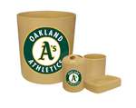 New 4 Piece Bathroom Accessories Set in Beige featuring Oakland Athletics MLB Team logo!