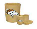 New 4 Piece Bathroom Accessories Set in Beige featuring Denver Broncos NFL Team Logo