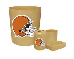 New 4 Piece Bathroom Accessories Set in Beige featuring Cleveland Browns Helmet NFL Team Logo