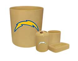 New 4 Piece Bathroom Accessories Set in Beige featuring Seattle Chargers NFL Team Logo