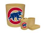 New 4 Piece Bathroom Accessories Set in Beige featuring Chicago Cubs MLB Team logo!