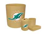 New 4 Piece Bathroom Accessories Set in Beige featuring Miami Dolphins NFL Team Logo