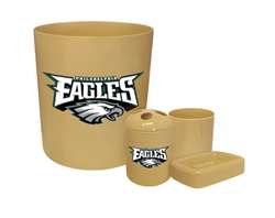 New 4 Piece Bathroom Accessories Set in Beige featuring Philadelphia Eagles NFL Team Logo