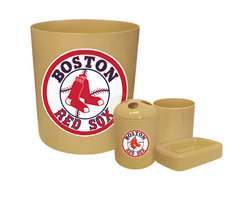 New 4 Piece Bathroom Accessories Set in Beige featuring Boston Red Sox MLB Team logo!