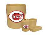 New 4 Piece Bathroom Accessories Set in Beige featuring Cincinnati Reds MLB Team logo!