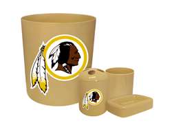 New 4 Piece Bathroom Accessories Set in Beige featuring Washington Redskins Helmet NFL Team Logo