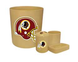 New 4 Piece Bathroom Accessories Set in Beige featuring Washington Redskins Alternate NFL Team Logo
