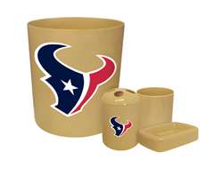 New 4 Piece Bathroom Accessories Set in Beige featuring Houston Texans NFL Team Logo