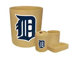 New 4 Piece Bathroom Accessories Set in Beige featuring Detroit Tigers MLB Team logo!