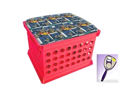 New Pink Milk Crate Storage Container Ottman Bench Stool with Batman includes Free Nightlight!