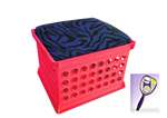 New Pink Milk Crate Storage Container Ottman Bench Stool with Blue Zebra includes Free Nightlight!